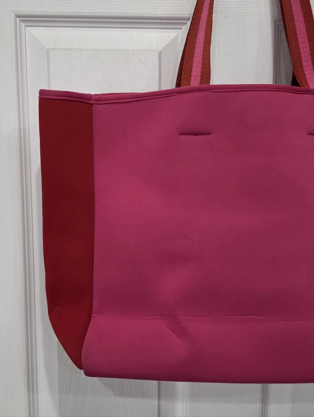 summersalt Red and Pink Striped-Handle Tote